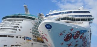 Cruise Lines Seeing Improvement in COVID Situation on Ships NCL and Royal Caribbean ships docked