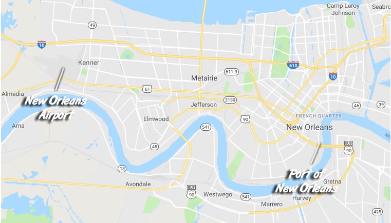 Map of New Orleans cruise port