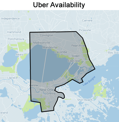 Uber availability in New Orleans, Louisiana