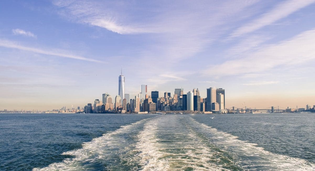 Wake of a cruise ship from New York