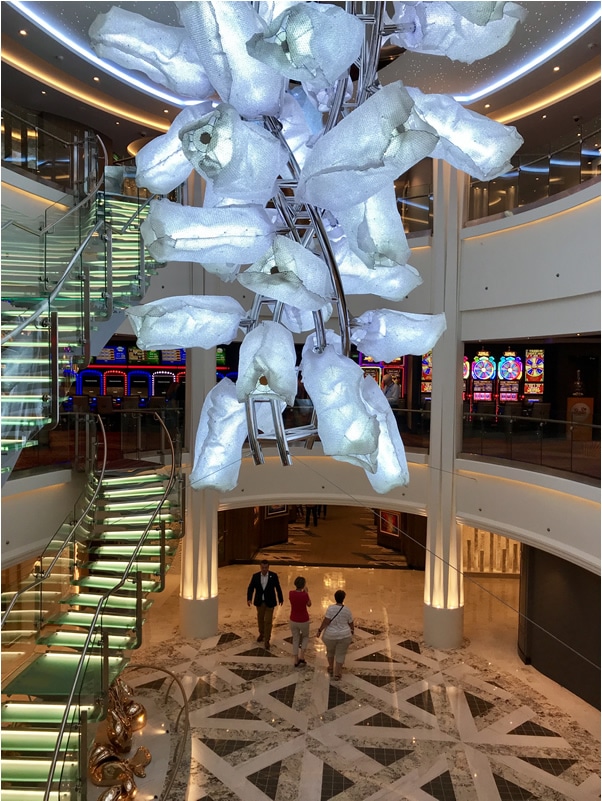 Center atrium and chandelier on the Encore