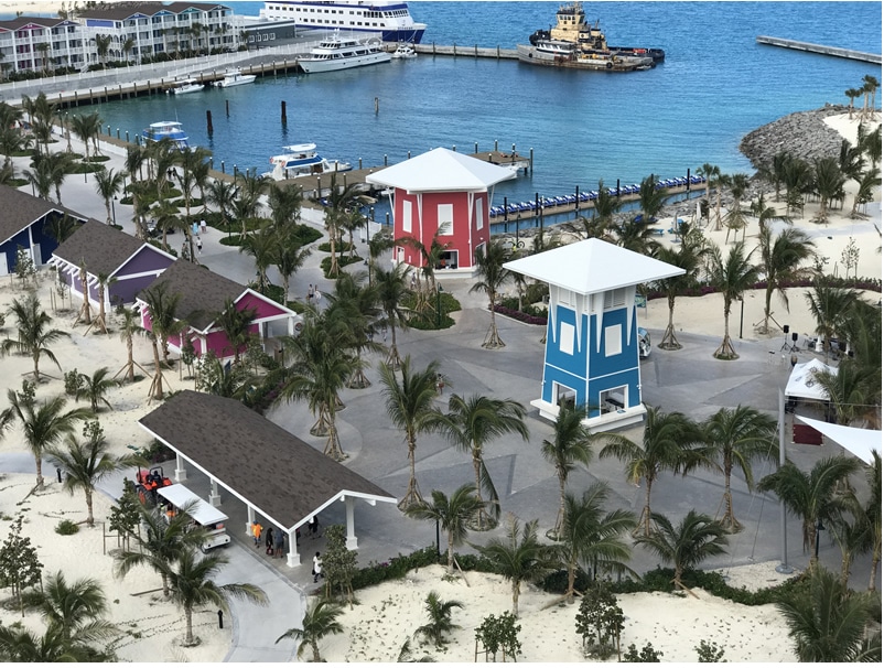 Shops and buildings on Ocean Cay, MSC's private island