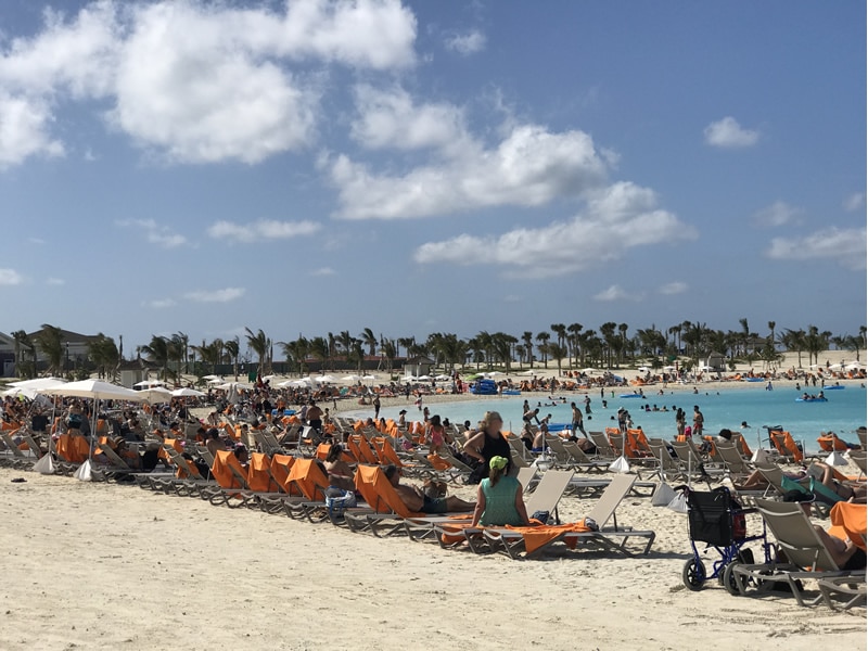 Crowded South Beach on MSC's Ocean Cay