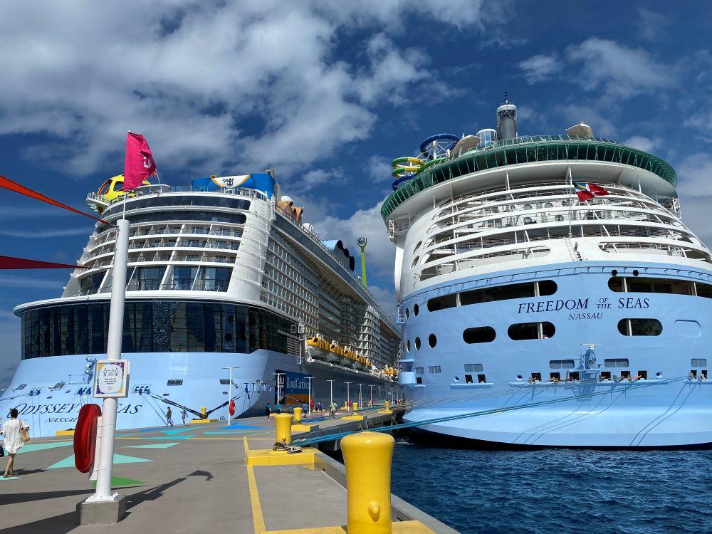 Odyssey and Freedom of the Seas docked in CocoCay
