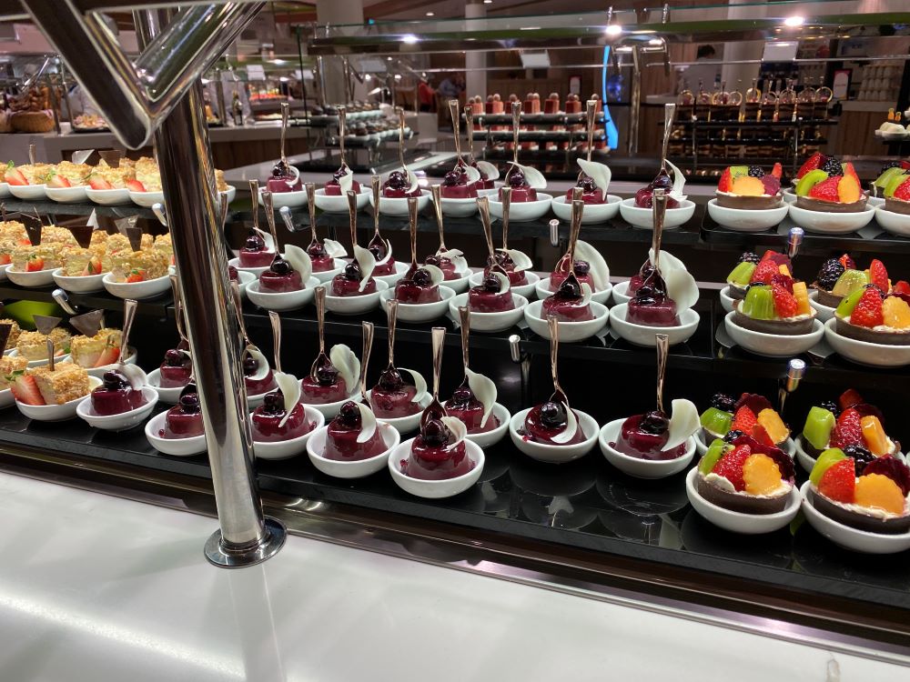 Plated desserts in the buffet