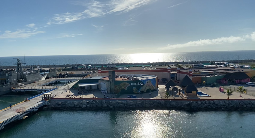 View from cruise ship into Progreso pier