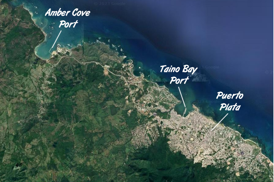 Map showing location of cruise ports in Puerto Plata