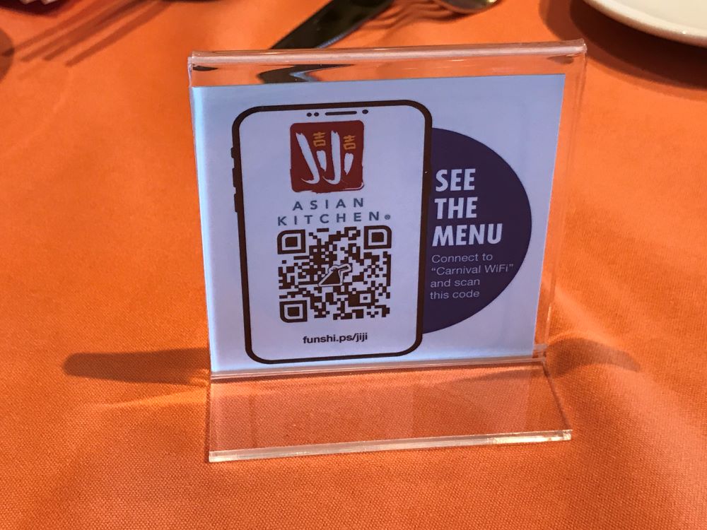 QR code for a menu on a cruise