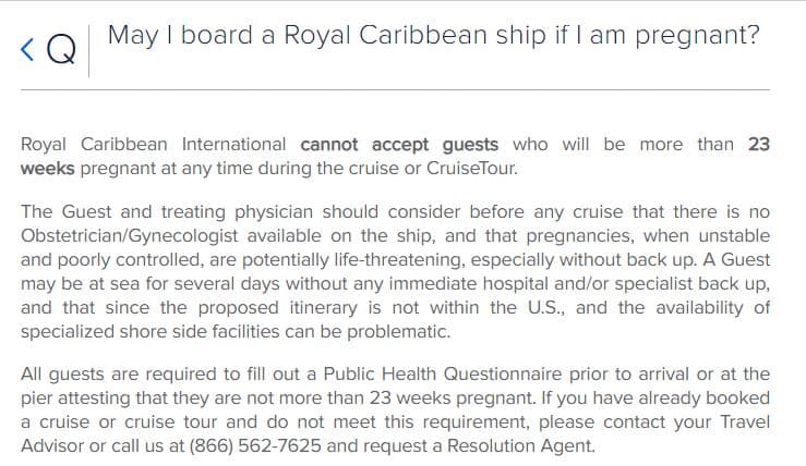 Royal Caribbean pregnancy rules