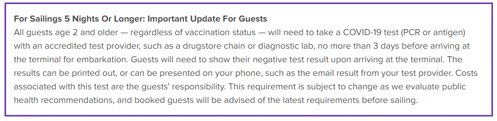 Requirement for testing of vaccinated passengers