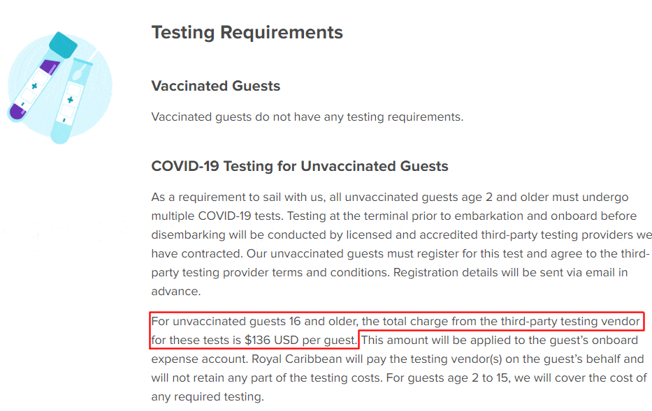 Royal Caribbean testing charge