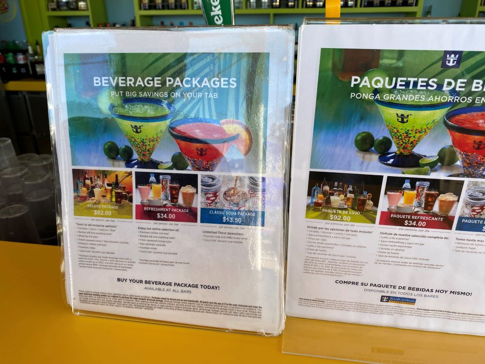Drink package for sale on Royal Caribbean
