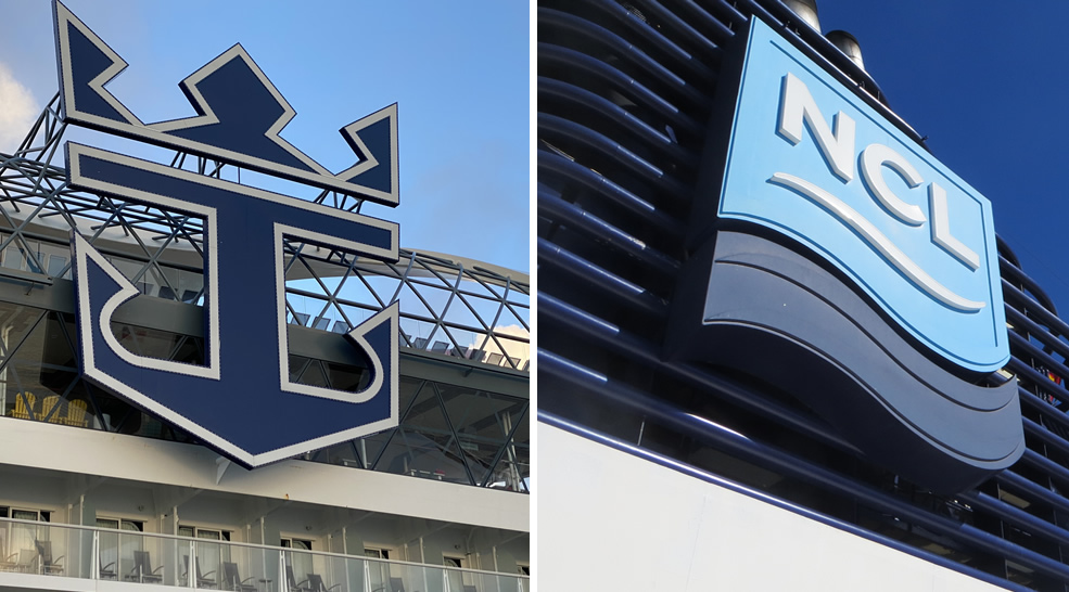 Royal Caribbean and Norwegian Cruise Line logos next to each other