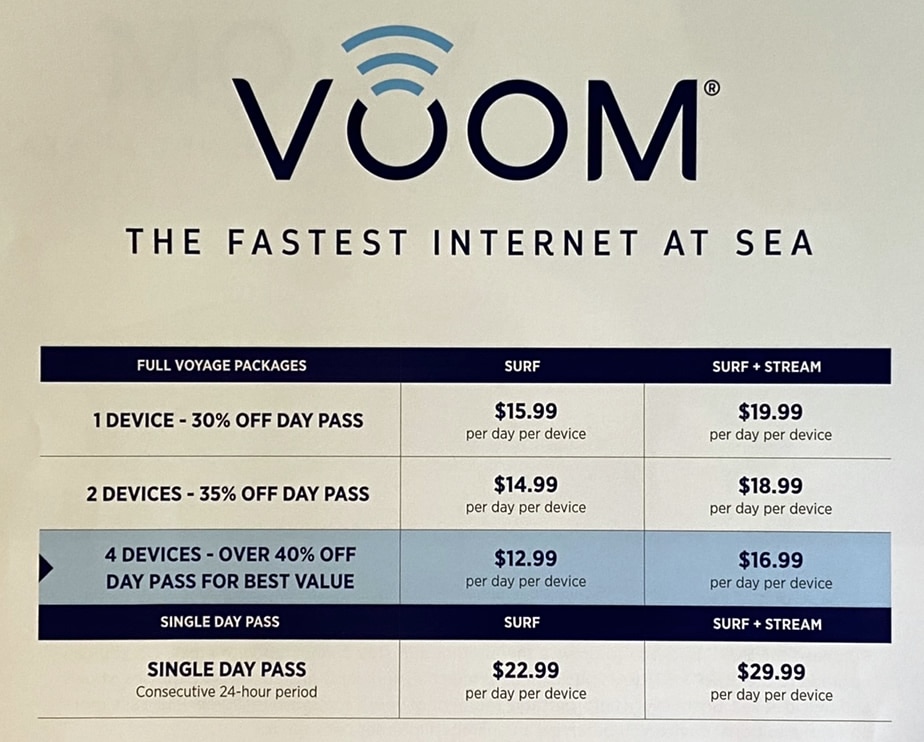 royal caribbean cruise voom cost