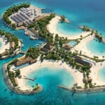 The Most Luxurious Cruise Island Ever? MSC Announces a New Private Spot With High-End Cruisers in Mind Rending of MSC's Sandy Cay showing an island with multiple coves