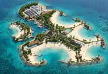 The Most Luxurious Cruise Island Ever? MSC Announces a New Private Spot With High-End Cruisers in Mind Rending of MSC's Sandy Cay showing an island with multiple coves