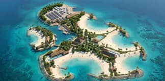 The Most Luxurious Cruise Island Ever? MSC Announces a New Private Spot With High-End Cruisers in Mind Rending of MSC's Sandy Cay showing an island with multiple coves