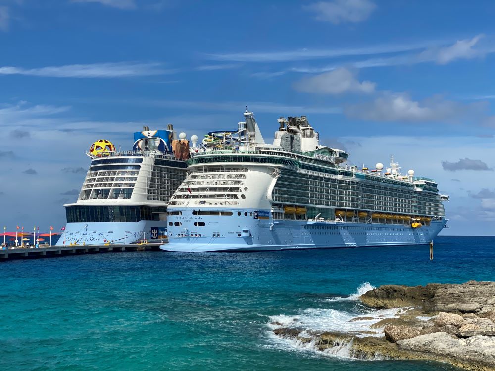 View of the cruise ship from CocoCay