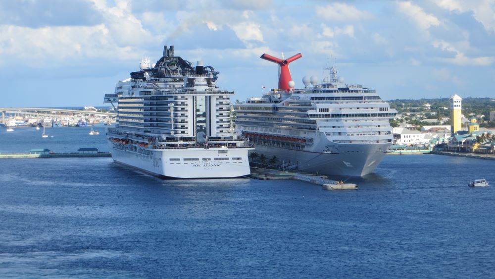 Two cruise ships ported in Nassau