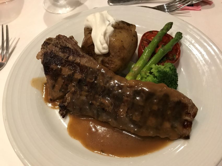 Steak dinner on a cruise