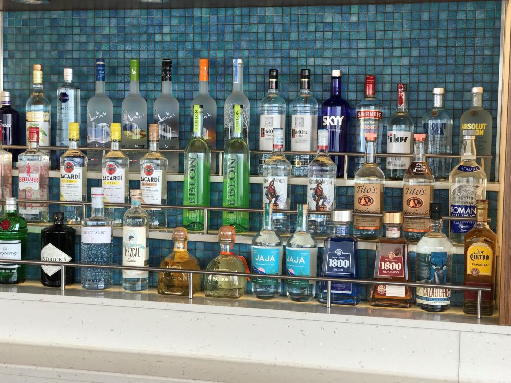 Stocked bar on a cruise ship