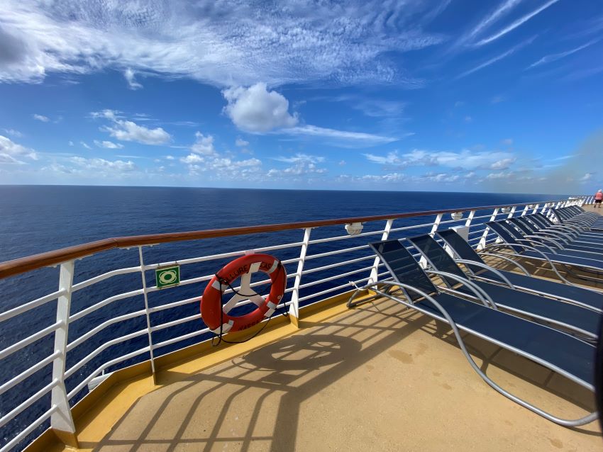 Sunny deck chair on a cruise.