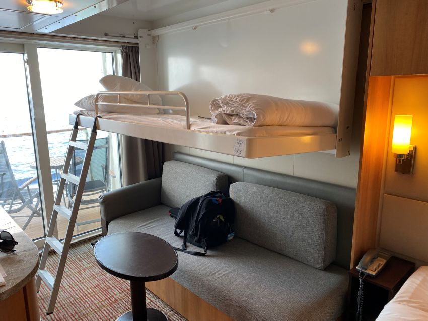 Third bed displayed on a cruise ship.