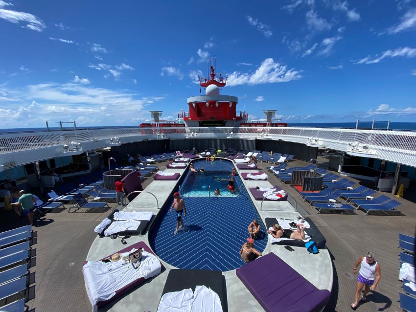 Pool on Scarlet Lady from Virgin Voyages
