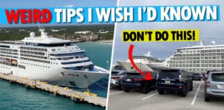10 Weird Cruise Tips I Wish I Knew Before I Sailed Feature image showing a cruise ship with the text "Weird Tips I Wish I'd Known"