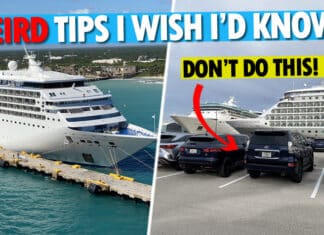 10 Weird Cruise Tips I Wish I Knew Before I Sailed Feature image showing a cruise ship with the text "Weird Tips I Wish I'd Known"